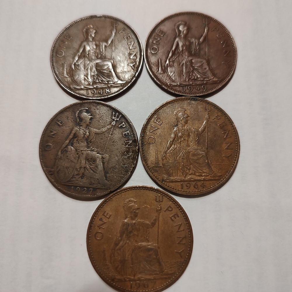 5 assorted English large cents